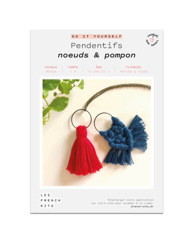 French Kits DIY Macramé Pendentifs Noeuds & Pompon