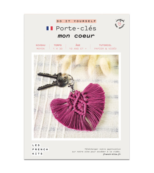 French Kits DIY Macramé Porte clés Cœur