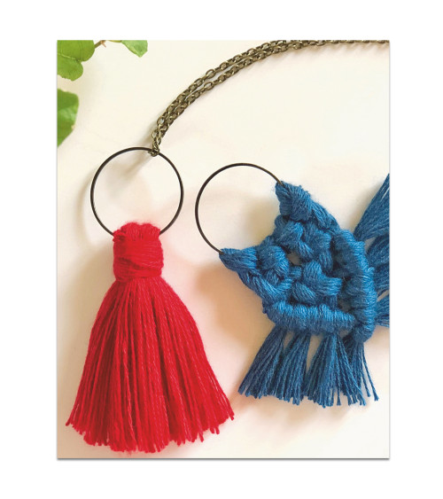 French Kits DIY Macramé Pendentifs Noeuds & Pompon