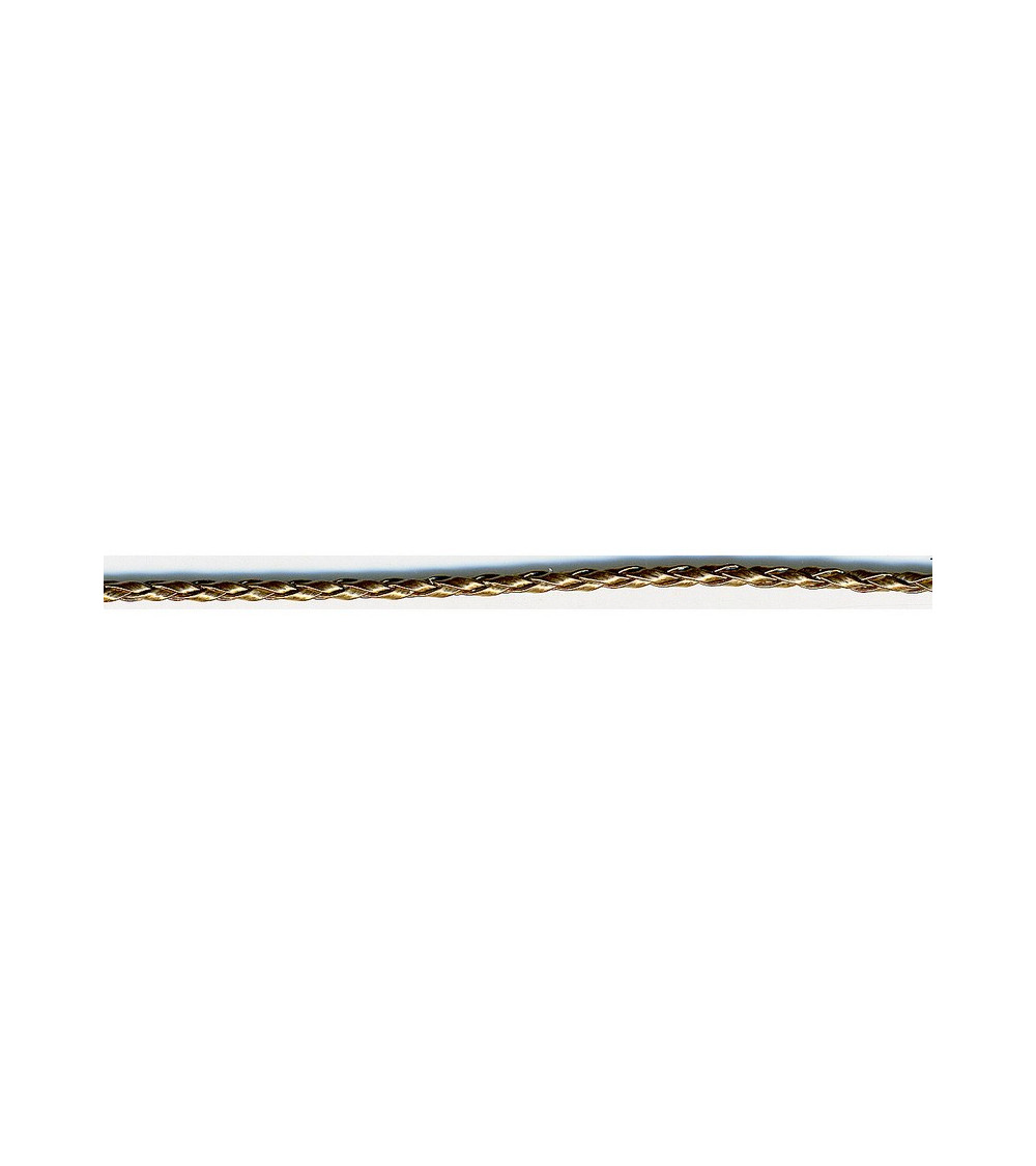 19-m-Spule. Geflochtene Kordel in Kunstlederoptik, 3 mm, Metallic-Braun