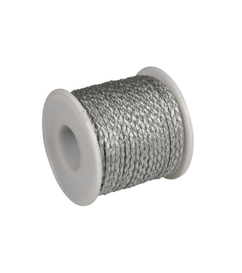 19m spool Braided leatherette look cord 3mm silver