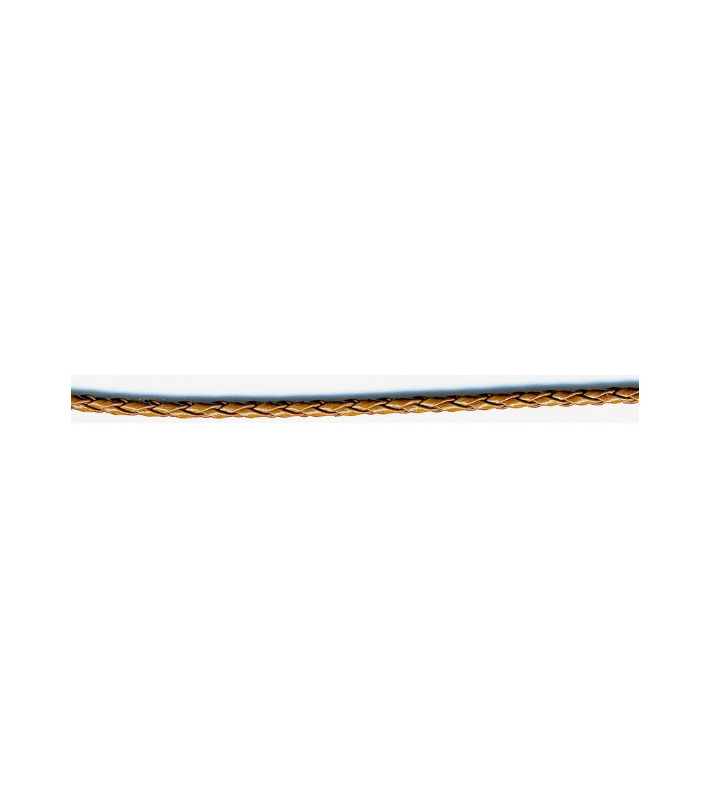 19-m-Spule. Geflochtene Kordel im Skai-Look, 3 mm, mattes Kamel