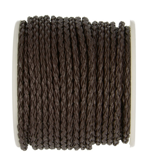 19m spool Braided skai look cord 3mm matt dark brown