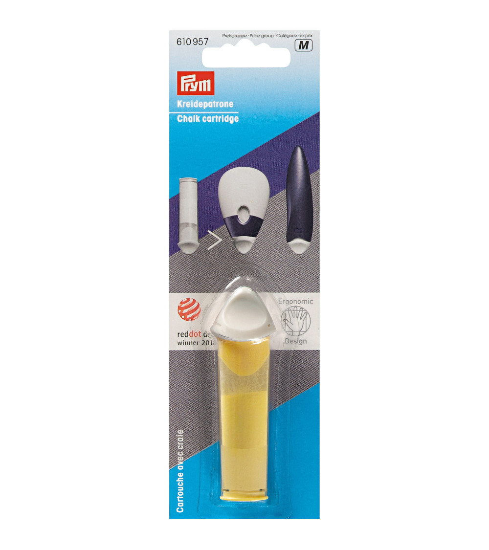 Refill cartridge with Prym yellow chalk for chalk marking wheel