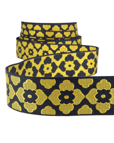 25m reel of braid 40 mm jacquard orient Yellow/navy