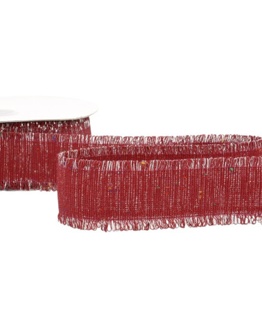 20m spool Iridescent canvas ribbon 30mm polyester Red Hermes