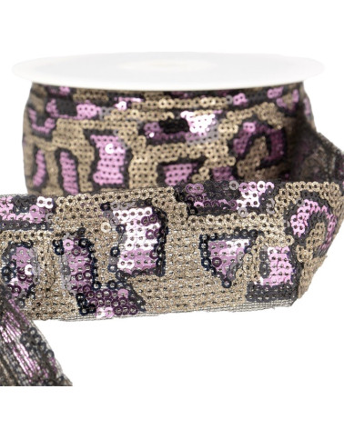 10m reel Panther sequin braid 35 mm Pink and champagne