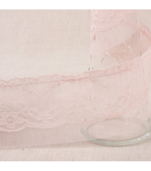 10m spool rachel gathered 65mm Old Pink