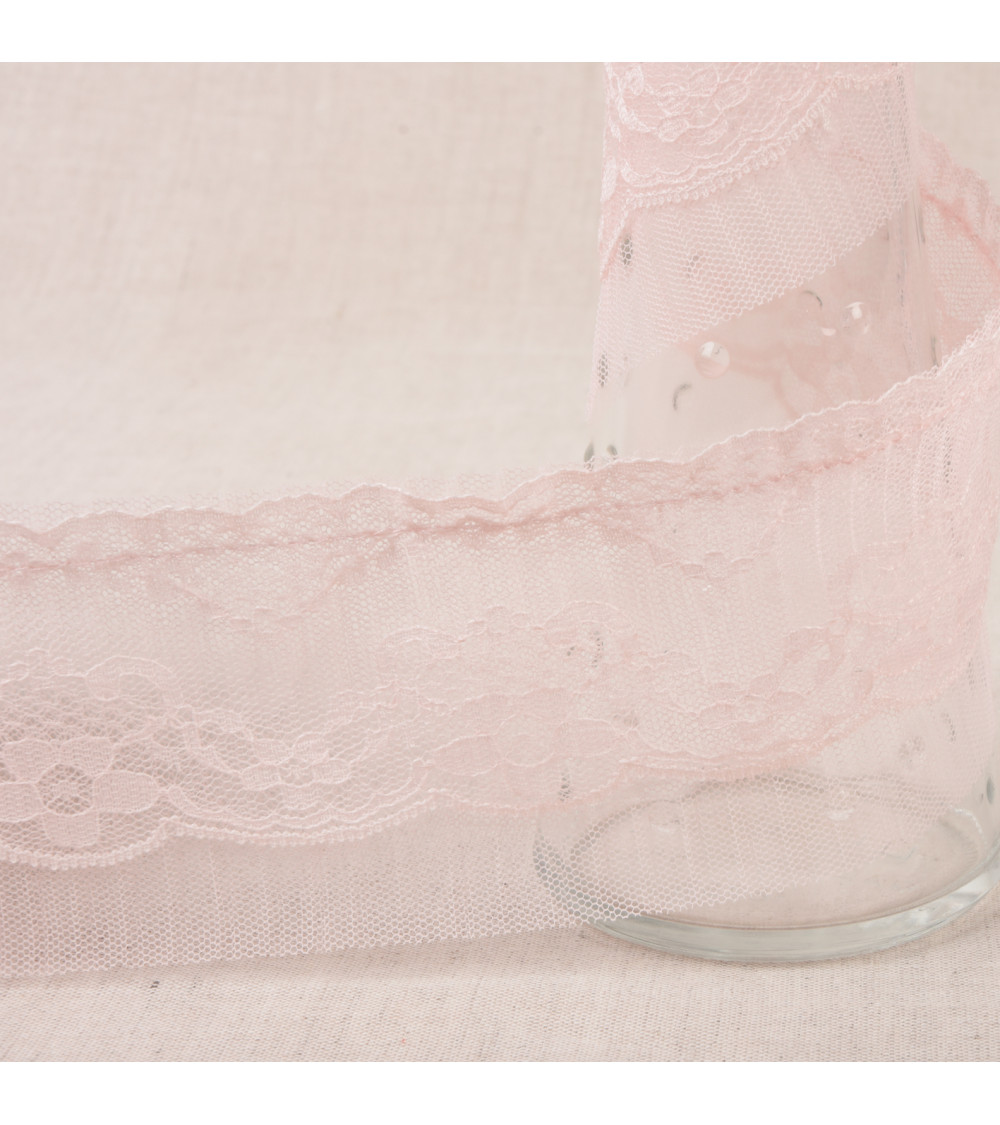 10m spool rachel gathered 65mm Old Pink