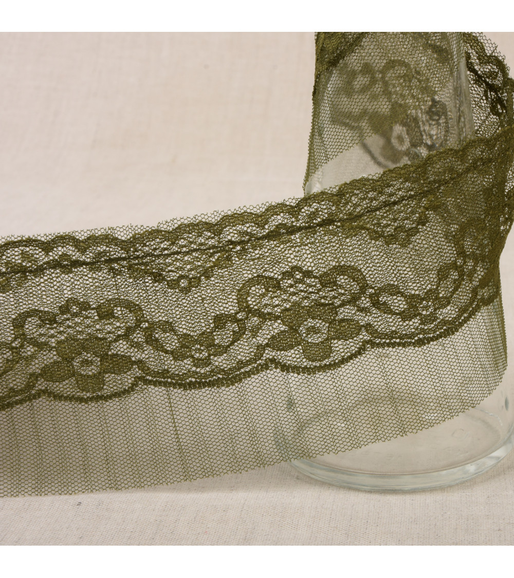 10m spool Rachel gathered 65mm Brown