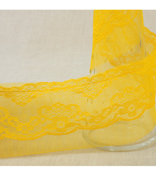 10m spool Rachel gathered 65mm Mustard yellow