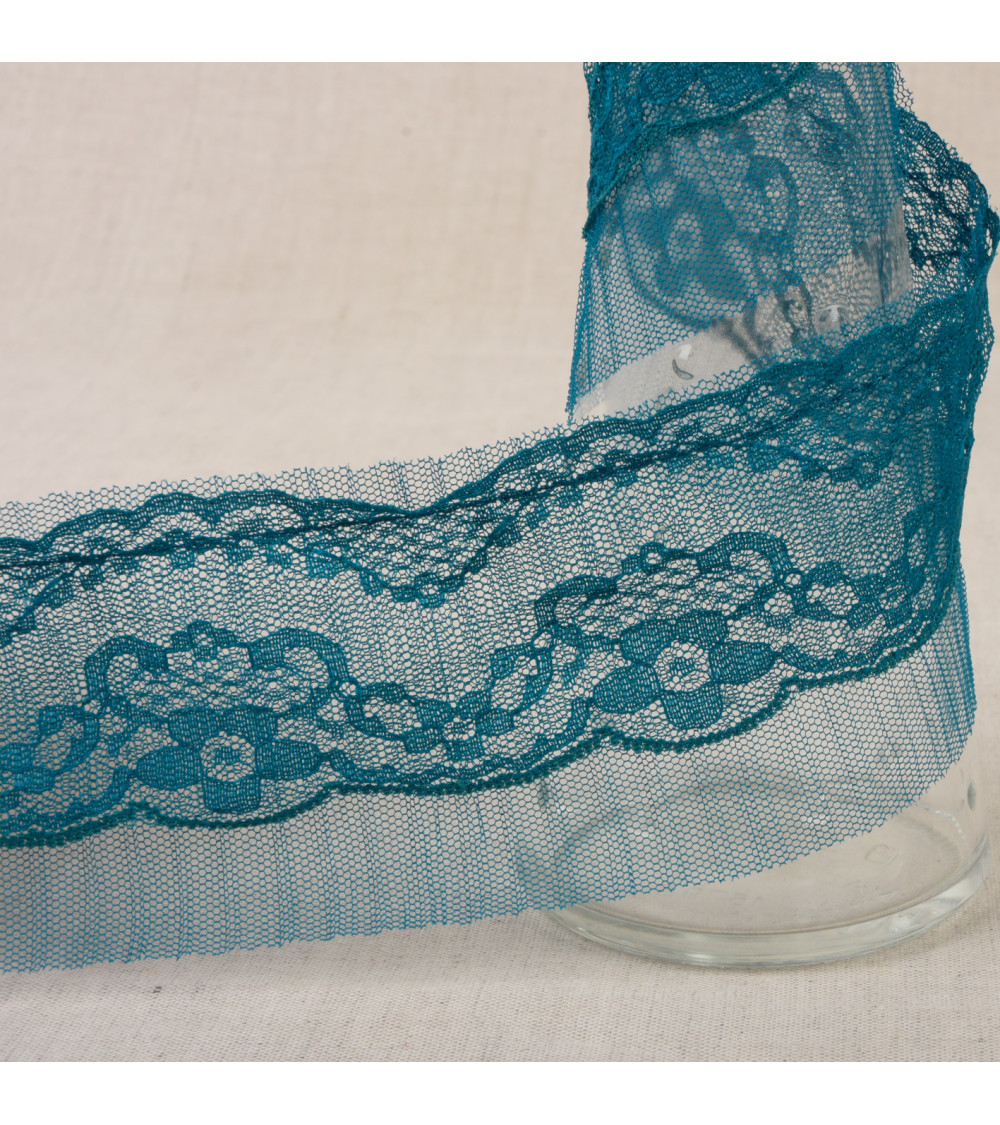 10m spool Rachel gathered 65mm Duck blue