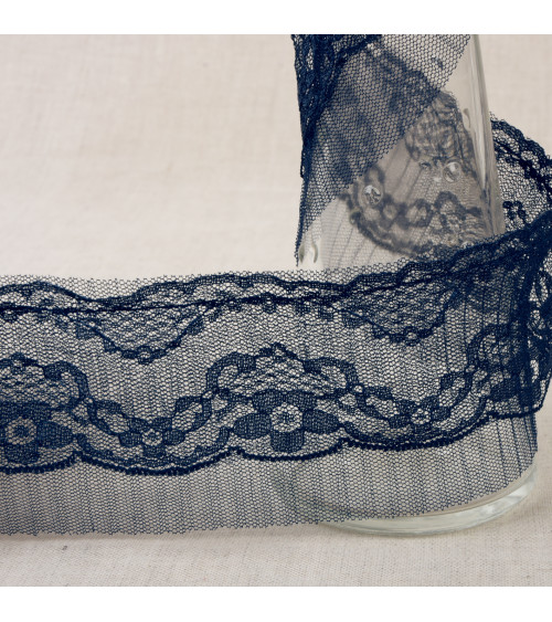 10m spool Rachel gathered 65mm Navy blue