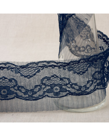 10m spool Rachel gathered 65mm Navy blue