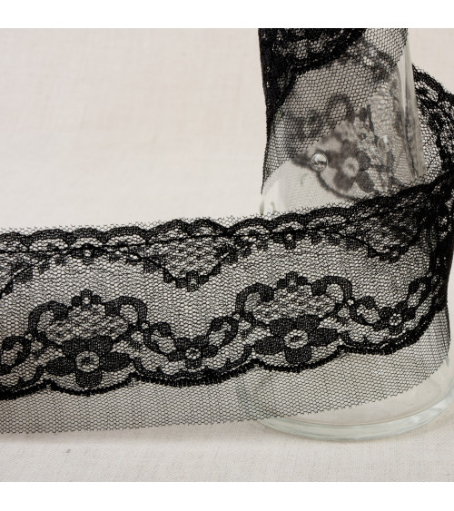 10m spool Rachel gathered 65mm Black