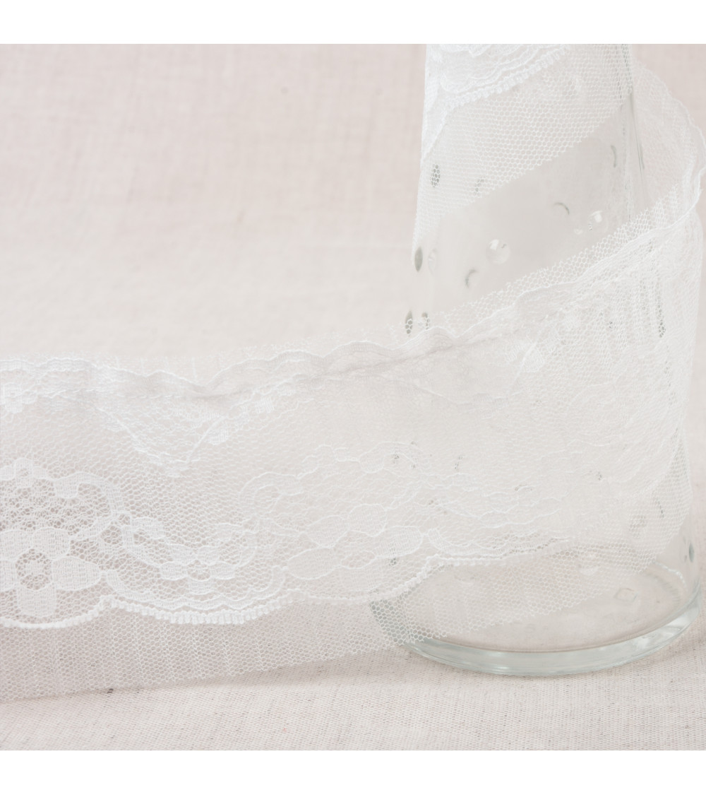 10m spool rachel gathered 65mm White