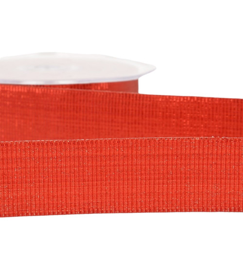 20m spool Metal grosgrain ribbon 25mm Red