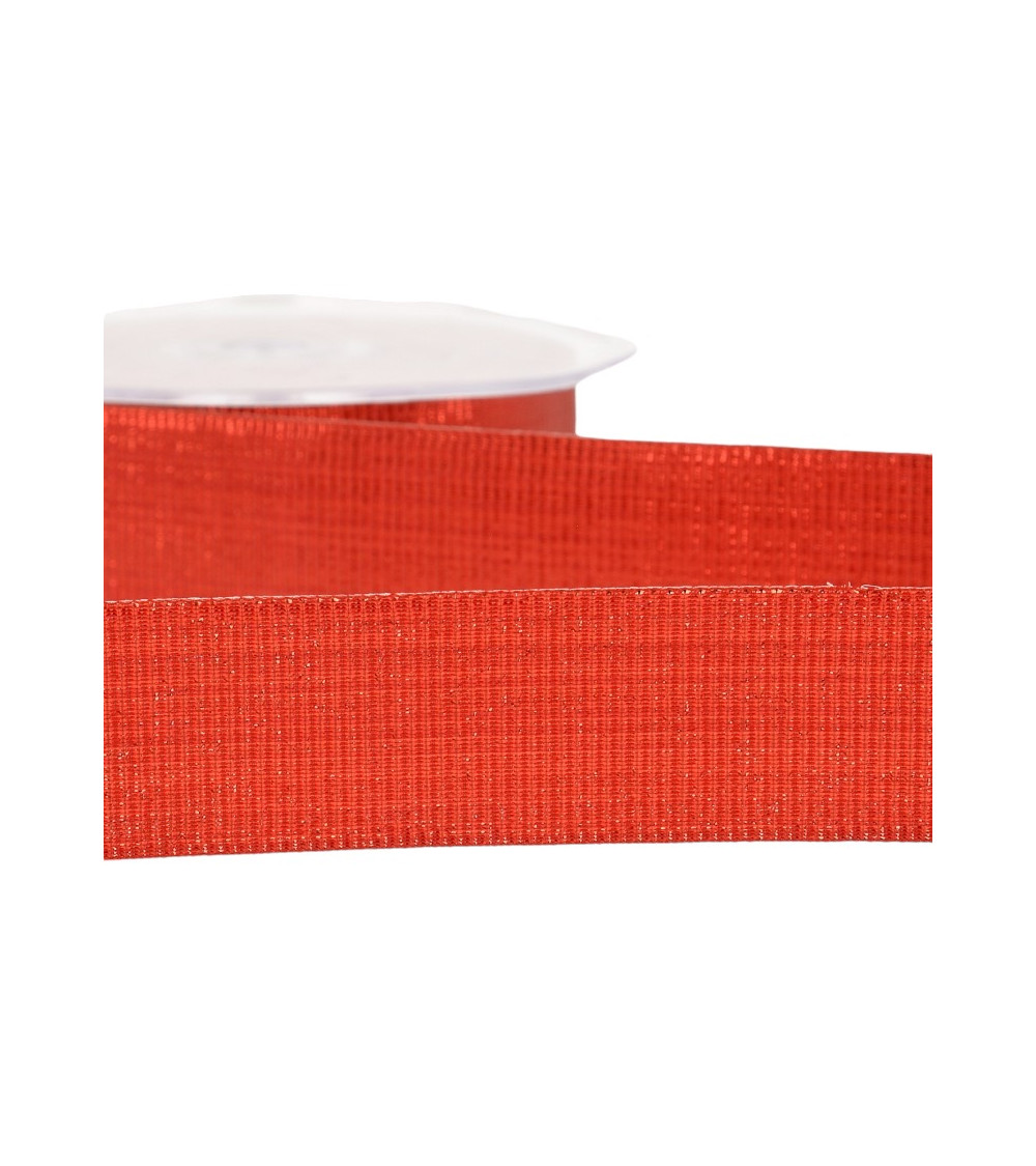 20-m-Spule. Metall-Ripsband, 25 mm, Rot