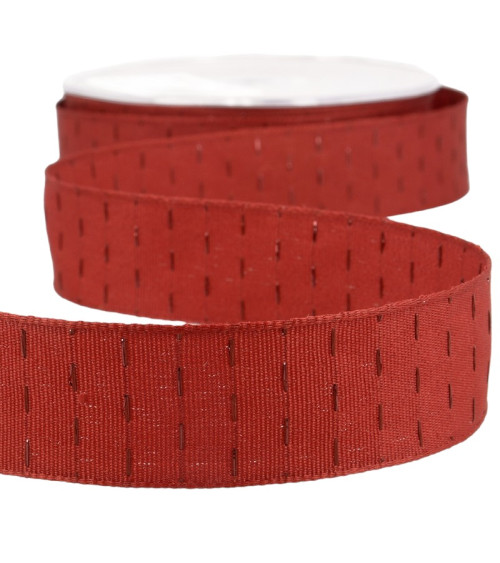 20m spool Iridescent lines ribbon 25 mm Burgundy red