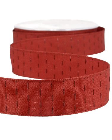 20m spool Iridescent lines ribbon 25 mm Burgundy red