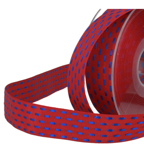 20m spool Two-tone dash ribbon 25mm Red Hermes