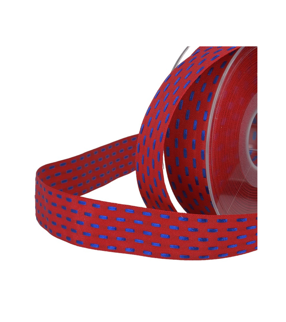 20m spool Two-tone dash ribbon 25mm Red Hermes