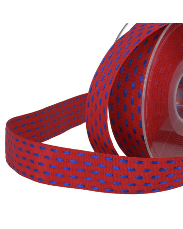 20m spool Two-tone dash ribbon 25mm Red Hermes