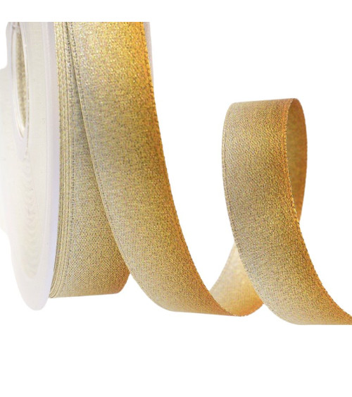 25m spool Iridescent satin ribbon 15 mm Yellow Orange