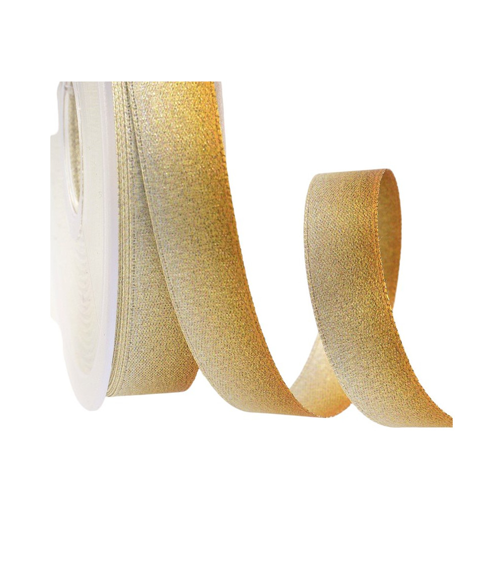 25m spool Iridescent satin ribbon 15 mm Yellow Orange