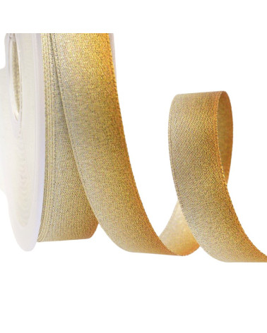 Spool 25m Iridescent satin ribbon 15 mm Orange Yellow