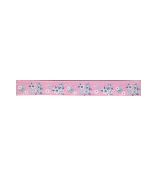 Bobine 25m Ruban fleurs 10 mm rose clair