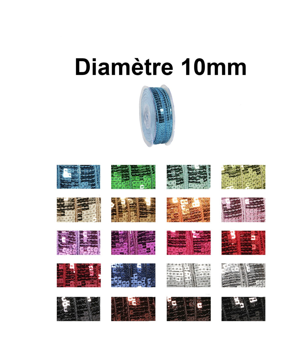 Galon paillettes 10mm vendu au mètre Galon paillettes 10mm vendu au mètre