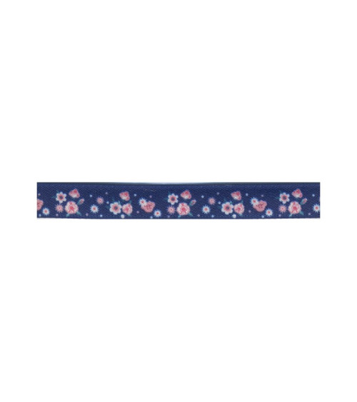 25m spool Flower ribbon 10 mm Navy blue