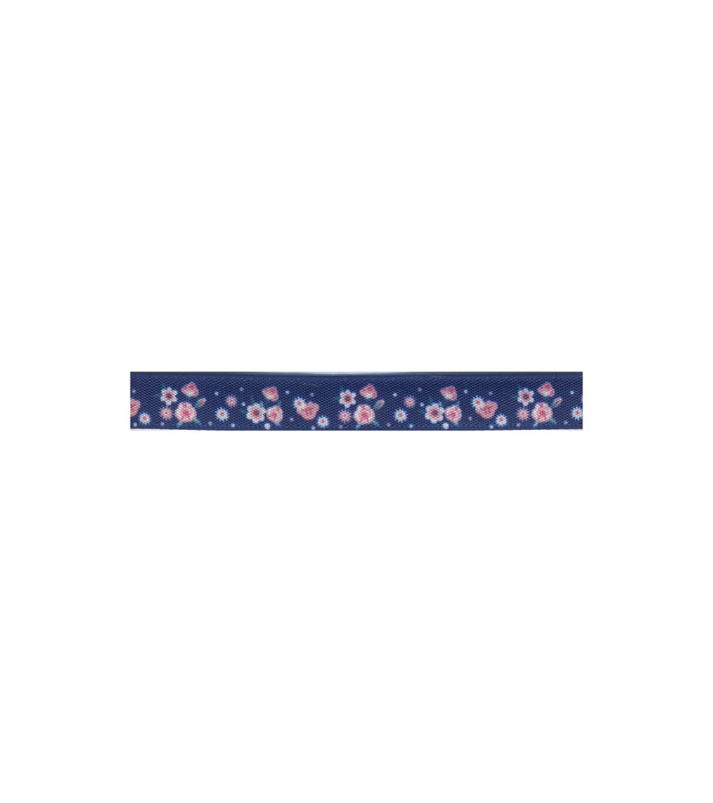 25m spool Flower ribbon 10 mm Navy blue