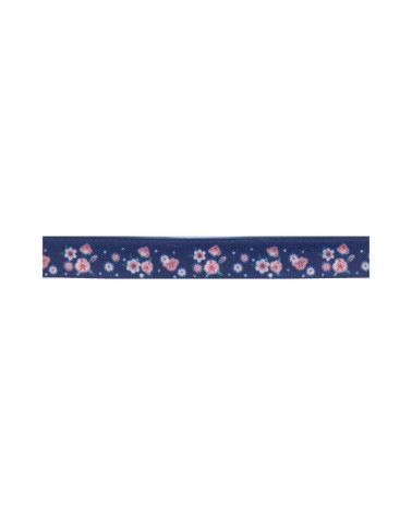 25m spool Flower ribbon 10 mm Navy blue