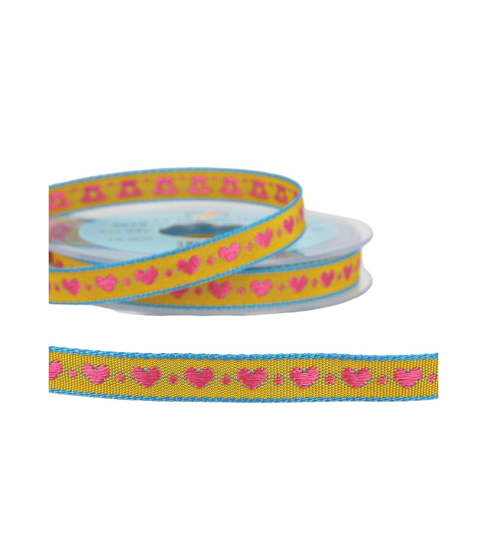10-m-Spule Herz-Jacquard-Geflecht, 10 mm Polyester, Senfgelb