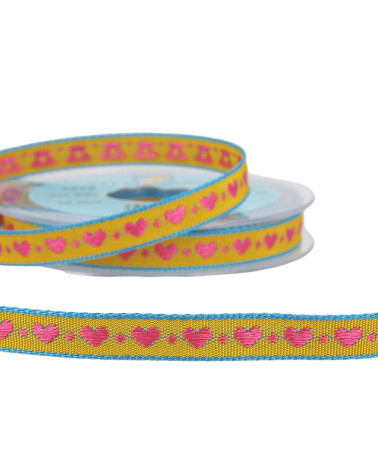 10-m-Spule Herz-Jacquard-Geflecht, 10 mm Polyester, Senfgelb