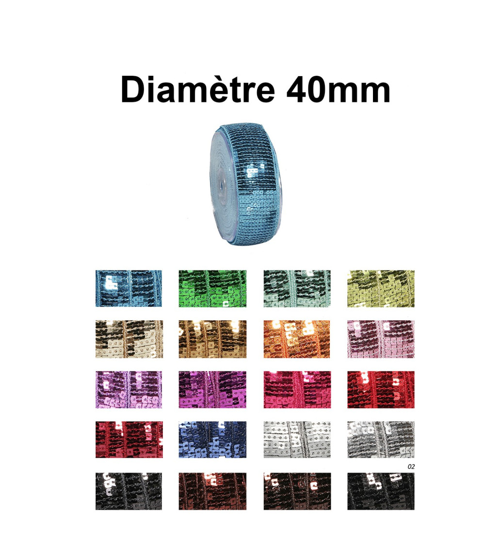 Galon paillettes 40mm vendu au mètre Galon paillettes 40mm vendu au mètre