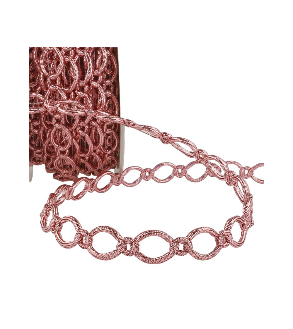 20m reel Polyester and metal link braid 16 mm Old Pink