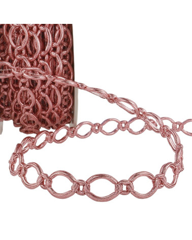 Bobine 20m Galon maillons polyester et métal 16 mm Vieux Rose