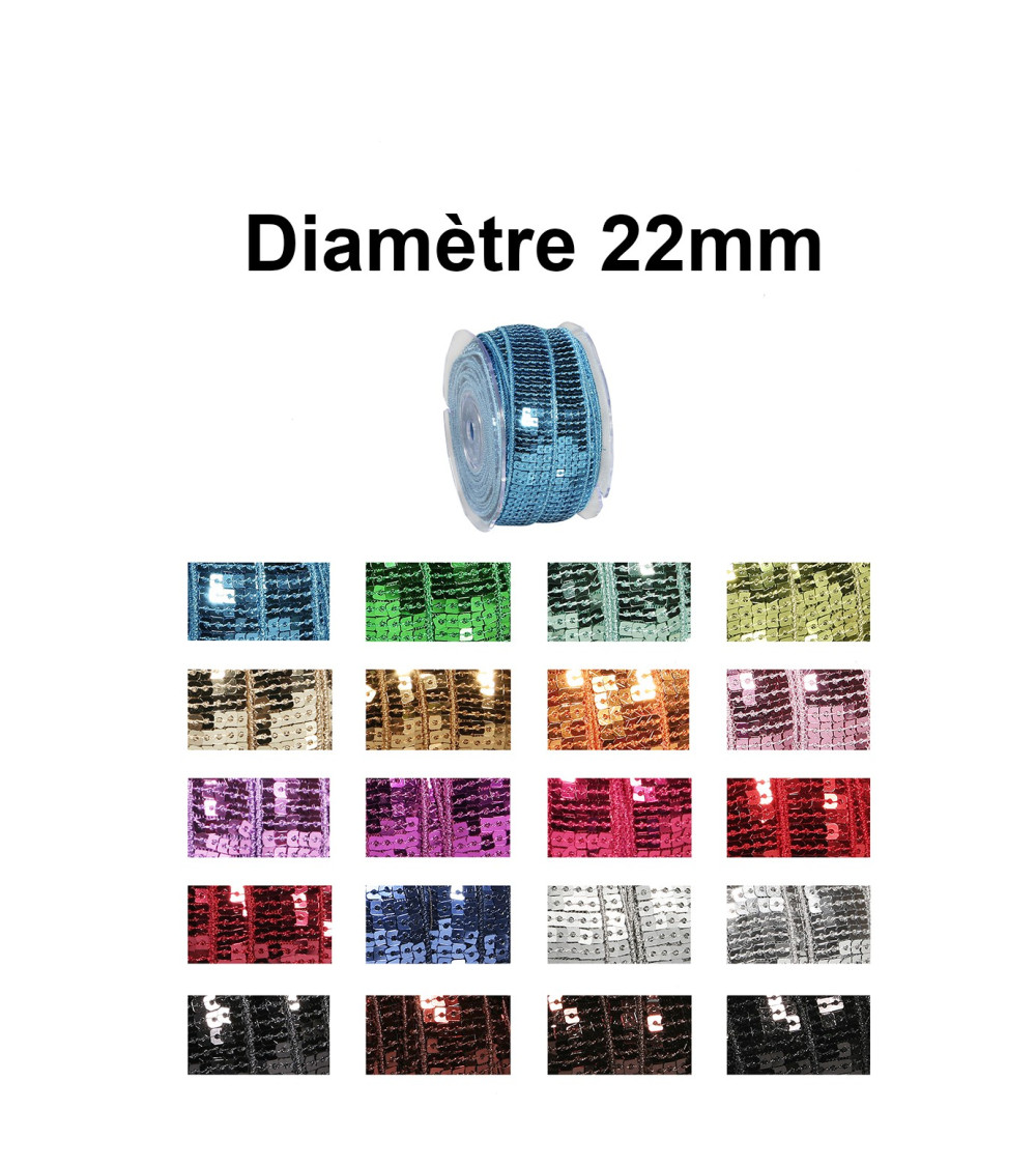 Galon paillettes 22mm vendu au mètre Galon paillettes 22mm vendu au mètre