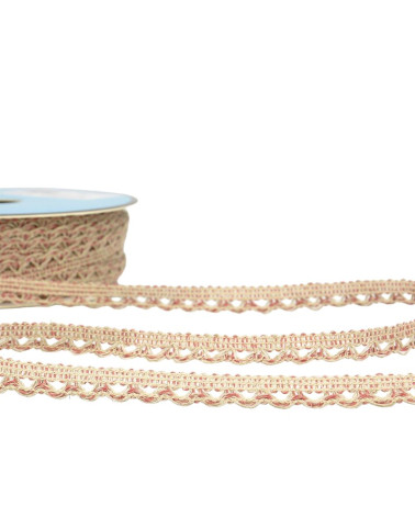 Bobina da 25 m Treccia di pizzo 10 mm Rosa Antico