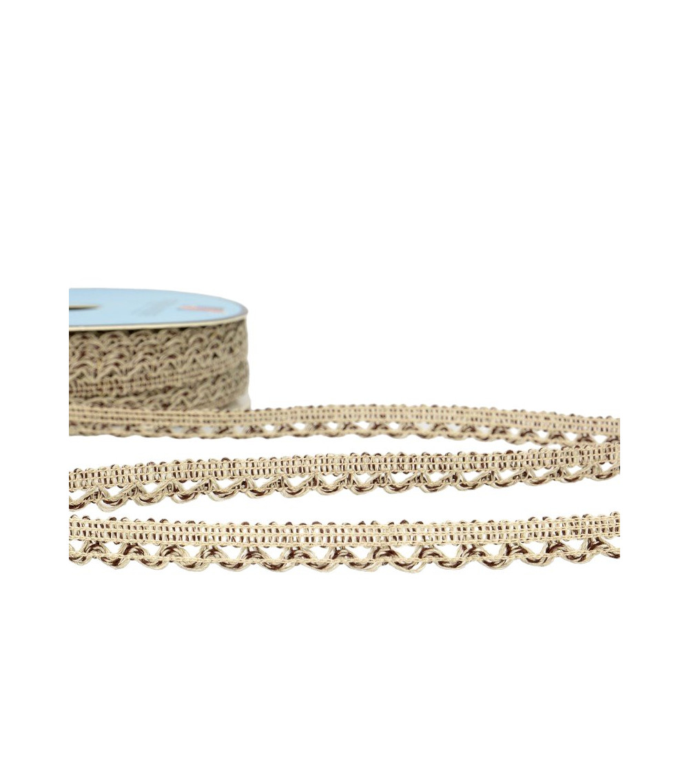25 m Spule Spitzengeflecht 10 mm Schokoladenbraun