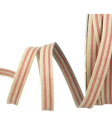 Bobina da 25m Treccia rigata 11 mm Rosa Antico