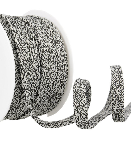 25m reel Tubular mottled braid 12 mm Black and gray