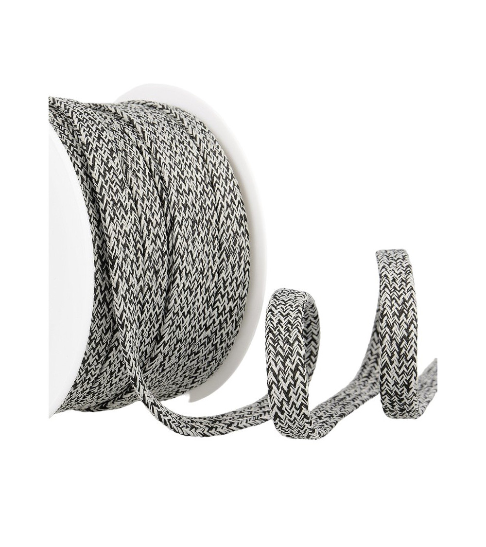 25-m-Rolle Meliertes Schlauchgeflecht 12 mm Schwarz und Grau