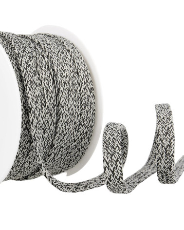 25m reel Tubular mottled braid 12 mm Black and gray