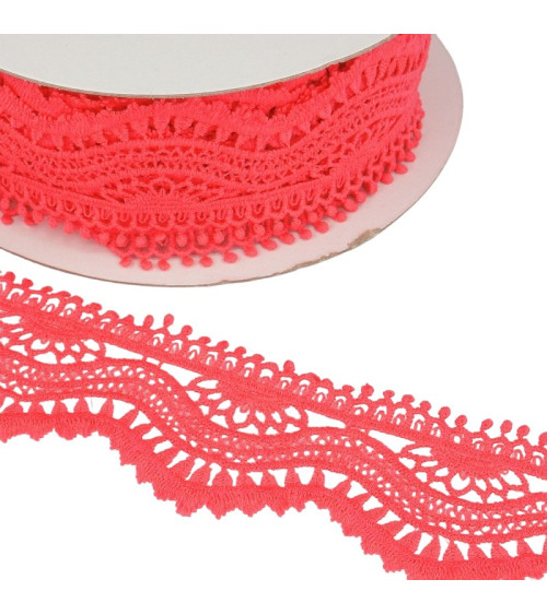 Spool 13.7m Guipure wave 60mm Fluorescent Pink