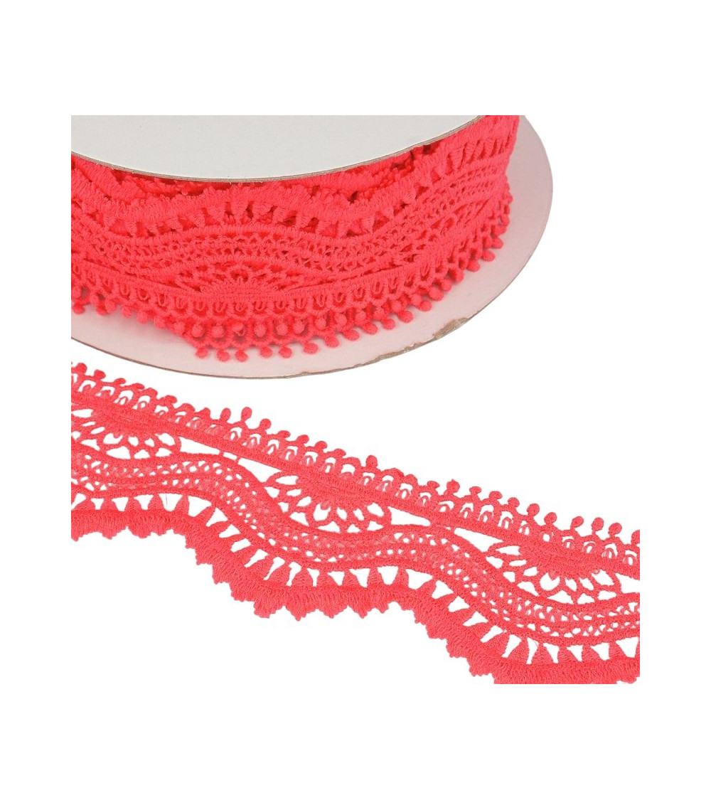 Spool 13.7m Guipure wave 60mm Fluorescent Pink