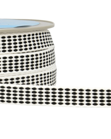25m reel of 15mm black dashed braid